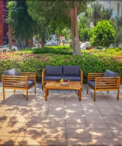 Alternative view of Acacia Wood Sofa Set with Table