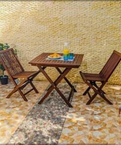 Alternative view of Patio Bistro 2 Chair 1 Table Set - Folding Outdoor Wood Chair And Table Set Folding Dining Table Set For Garden Furniture