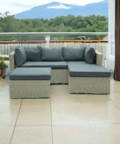 Alternative view of Sulsha Outdoor Lounge L shape Setting Sofa, Patio Lounge Set with Cushions Gray Poly Rattan, Patio Lounge Set with Cushions Gray Poly Rattan,Outdoor Furniture