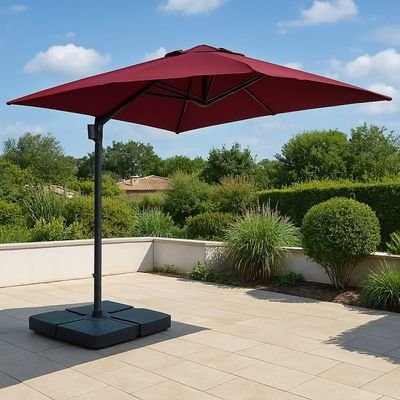 Aluminum Parasol with water base-225×41×136-Red wine -1 year Warranty - Image 2