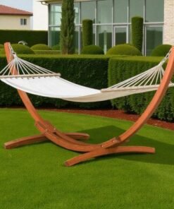 Alternative view of Premium Wooden Hammock with Solid Wooden Stand – Perfect for Outdoor Relaxation
