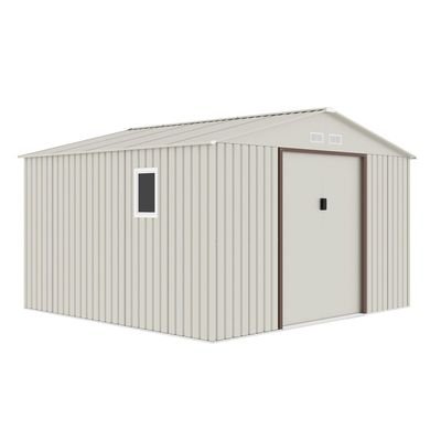 CamelTough Outdoor Metal Storage Shed, 11.2x10.6 feet, Garden Metal Shed Beige, CT-644 - Image 2