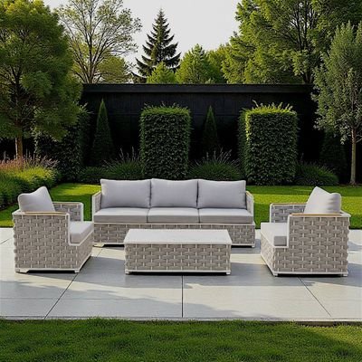 Luxury Woven Rope Outdoor Sofa Set – Premium Garden Lounge with Marble-Top Table - Image 2