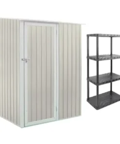Alternative view of CamelTough Outdoor Metal Storage Shed, 4.7X3 feet, Garden Metal Shed with Plastic Shelf. Perfect for Storing Garden Tools, Yard Tools, Tool Storage Shed for Courtyard, Lawn, Backyard with Warranty, Beige (Combo)
