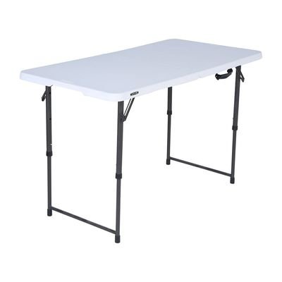 Lifetime 4 Ft Height Adjustable Fold-In-Half Table, Rectangle, Residential, White Granite Colour, LFT-80509 - Image 2