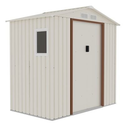CamelTough Outdoor Metal Storage Shed, 7X4.2 feet, Garden Metal Shed Weather Resistant Beige, CT-640 - Image 2