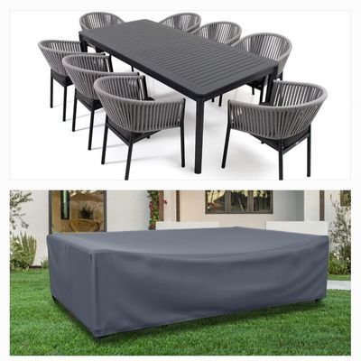 8-10 Seater MENA DINING SET Protection Cover - L400xW220xH85cm - Grey - Image 3