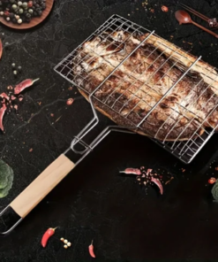 Alternative view of Square Shaped Grill Topper With Handle Silver/Beige 34x21 Cm