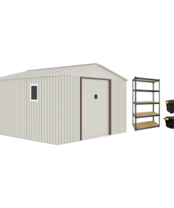 Alternative view of CamelTough Outdoor Metal Storage Shed 11.2 X 10.6 feet, With Shelf Rack and Heavy Duty Storage Boxes 75L & 60L, Garden Shed Combo, Weather Resistant, for Tools Patio Furniture and Garage - CT-207