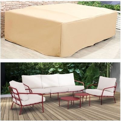 Protection Cover for Cherry 5-Seater Sofa Set - L260 x W180 x H75cm - Beige - Image 2