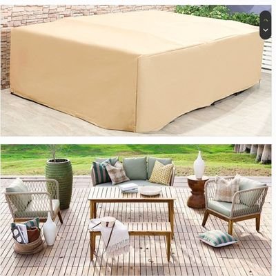 Protection Cover for Luna 5-Seater Wooden Sofa - L300 x W200 x H75cm - Beige - Image 2