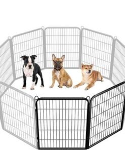 Dog Playpen Indoor Outdoor, Metal Pet Exercise Fence, Multiple Configurable Shapes, Heavy Duty Pen for Dogs (Black, 63x63cm, 2) - Image 3