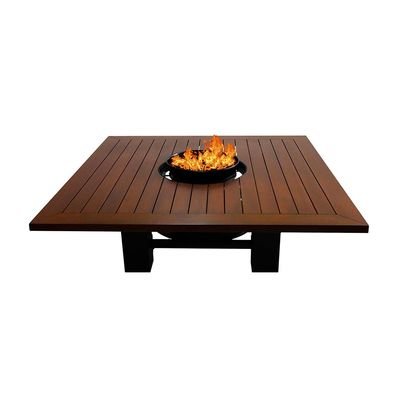 Square Fire Pit Table Color Dark Mahogany & Black - Image 2