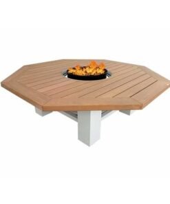 Alternative view of Octagon Fire Pit Table Color Natural Teak & White