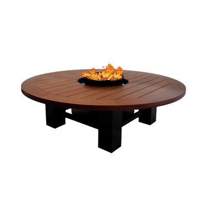 Round Fire Pit Table Color Dark Mahogany & Black - Image 2