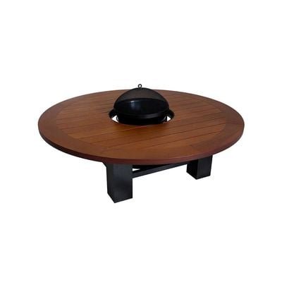 Round Fire Pit Table Color Dark Mahogany & Black - Image 3