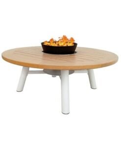 Alternative view of Small Round Fire Pit Table Color Natural Teak & White