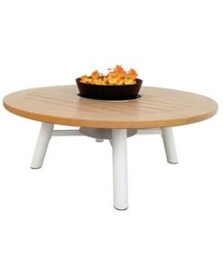 Alternative view of Small Round Fire Pit Table Color Natural Teak & Off White