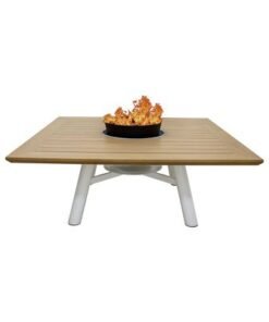 Alternative view of Small Square Fire Pit Table Color Natural Teak & White