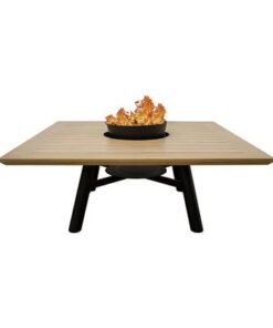 Alternative view of Small Square Fire Pit Table Color Natural Teak & Black