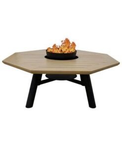 Alternative view of Small Octagon Fire Pit Table Color Natural Teak & Black