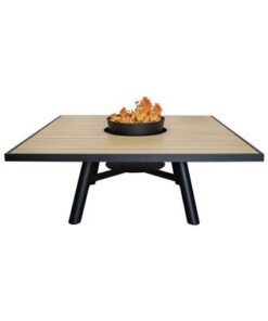 Alternative view of Small Square Fire Pit Table Color Natural Teak & Black - Aluminium Frame