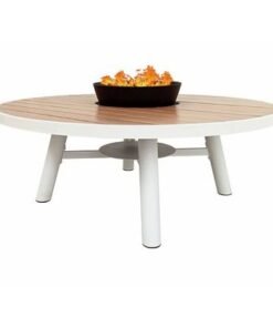 Alternative view of Small Round Fire Pit Table Color Natural Teak & White - Aluminium Frame