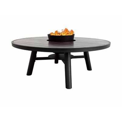 Small Round Fire Pit Table Color Dark Mahogany & Black - Aluminium Frame - Image 2