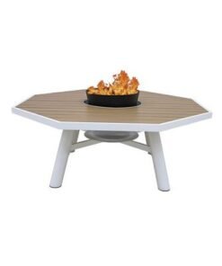 Alternative view of Small Octagon Fire Pit Table Color Natural Teak & White - Aluminium Frame