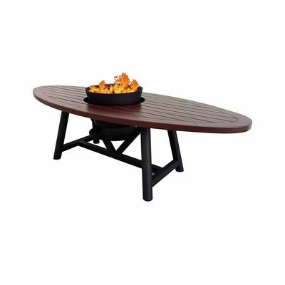 Small Oval Fire Pit Table Color Dark Mahogany & Black - Image 2