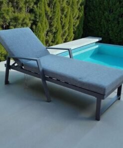 Alternative view of Premium Grey Aluminium Outdoor Sun Lounger with Adjustable Backrest – Grey Cushions