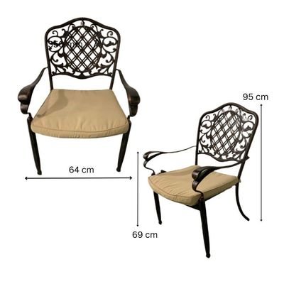 Athene Outdoor Set- 92×92×74CM- Black fram/ Beige cushion- 1 Year