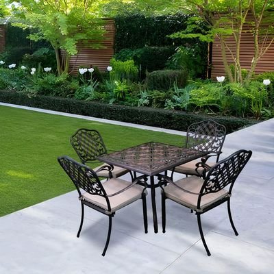 Athene Outdoor Set- 92×92×74CM- Black fram/ Beige cushion- 1 Year - Image 2