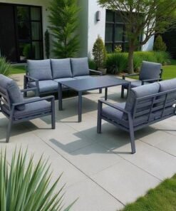 Alternative view of 7-Seater Dark Grey Modern Aluminium Outdoor Sofa Set – Elegant, Durable & Comfortable