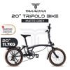 TAKACHIA Tiime Series Chromoly Steel 20 Inch Lightweight Compact Trifold Folding Bike - Foldable Bicycle For Men & Ladies & Kids (Matte Grey)