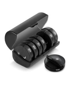 Pill Organizer 2 Times a Day, Weekly AM PM Pill Box, Large Capacity 7 Day Pill Cases for Pills/Vitamin/Fish Oil/Supplements (Black)