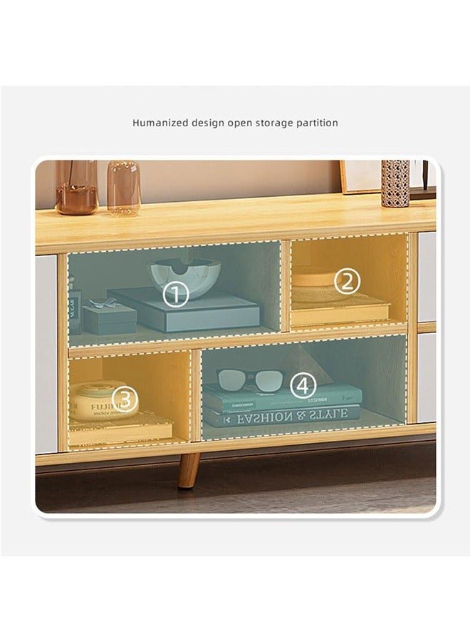 JCB CHIC Modern White TV Stand, Large TV Stand Shelves, Living Room Entertainment Center Wood Media Console Table with Storage and 4 Drawers - Image 4