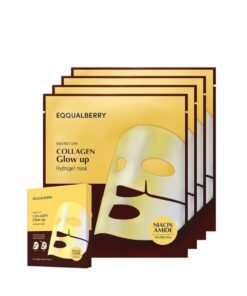 eqqualberry Collagen Glow Up Mask - Niacinamide & Low Molecular Collagen for Brightening and Radiance Boosting | Korean Collagen Face Mask for Glass Skin | Mothers Day Gifts, 4 Sheets, 1.01 OZ.