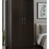 AFT Spacious Two-Door MDF Wardrobe with Lockable Compartments, Durable Metal Hinges, and Multiple Shelves for Organized Storage – Featuring Premium Wangi Dark Brown Finish (Arfan)