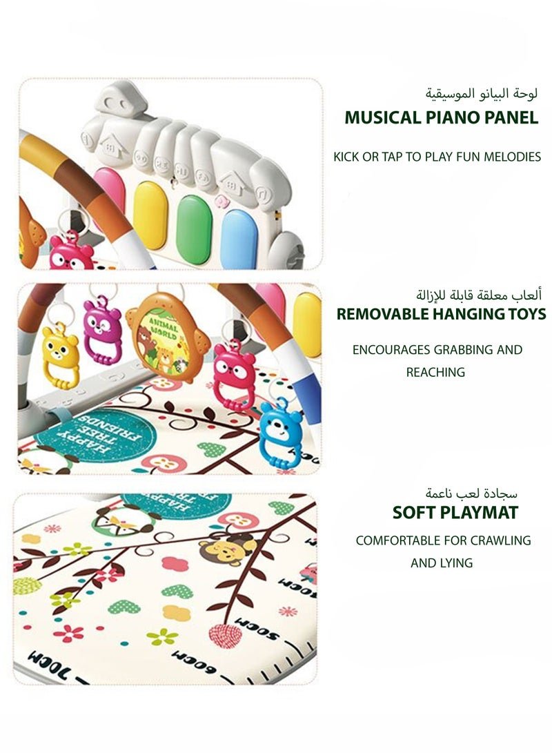 Toshionics Baby’s Fitness Piano with Bright Lights Hanging Rustle Toys and Musical Keyboard Piano Baby Infant Kids Small Children Feeding Crawling Play Mat Piano Toy Fitness Device Baby Kick and Play Mat Gym and Fitness Rack Musical Baby Toy for 3, 4, 5, 6, 7, 8, 9, 10, 11, and 12 Months Ages - Image 3