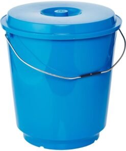 Cosmoplast 20L - 34 X 35Cm- Blue Round Plastic Bucket With Metal Handle & Lid