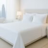 PIZUNA Pure Combed Cotton Bed Sheet Set Queen Size White, 400 Thread Count Cozy Luxury 100% Long Staple Cotton Sateen Weave Bedsheets Set (1 Flat Sheet, 1 Fitted Sheet, 2 Pillowcases)