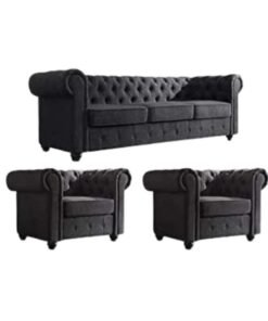 Maharat Al Bahar 5– Seater Sofa Set With 5 Pilow &Fabric Black 220x90x80
