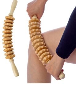 MJZ Curved Wooden Massage Roller, Multi-Functional Body Roller for Waist and Thigh, Wooden Massager Handheld Roller for Cellulite Reduction and Muscle Tension