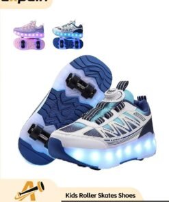 Axpeih Kids Roller Skates Shoes, 4 Wheels LED Light Up Rechargeable Sneakers, Multifunction Roller Skating Shoes for Boys Girls, Birthday & Holiday Gift