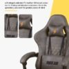 DROGO Gaming Chair Drogo Ergonomic  with 7 Way adjustable Seat PU Leather Material Desk Chair Head & USB Massager Lumbar Pillow Video Games Chair Home Office Chair with Full Reclining Back Footrest Grey