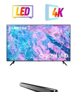 Samsung 65 Inch Crystal UHD 4K Smart TV 2023 UA65CU7000UXZN JVC Sounbar 65CU7000 +TH-N322B Black