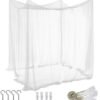 Beauenty Large Mosquito Net,Double Bed Mosquito Netting,4 Corner Post Canopy Bed Curtain Decorative,Elegant Bed Curtains,Fine Meshes Luxury Mosquito Large Square Net,Bed Curtains Tents Netting(White)