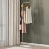 YQbest Gold Coat Racks, Metal Coat Racks Freestanding with Crossbar and 3 Hooks, Modern Coat Hanger with Marble Base, L Shaped Coat Stand for Entryway, Bedroom, Living Room, Office