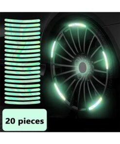 20 PCS Car Reflective Wheel Stickers,Decorative Electric Motorcycle,Bicycle,Car Wheel Hub Colorful Light-emitting Strip Creative Warning Body Stickers